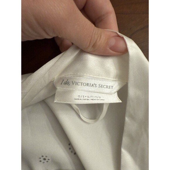 Victoria's Secret One Size Robe Bride I Do Soft Satin Rhinestone Glitter White - Picture 4 of 5